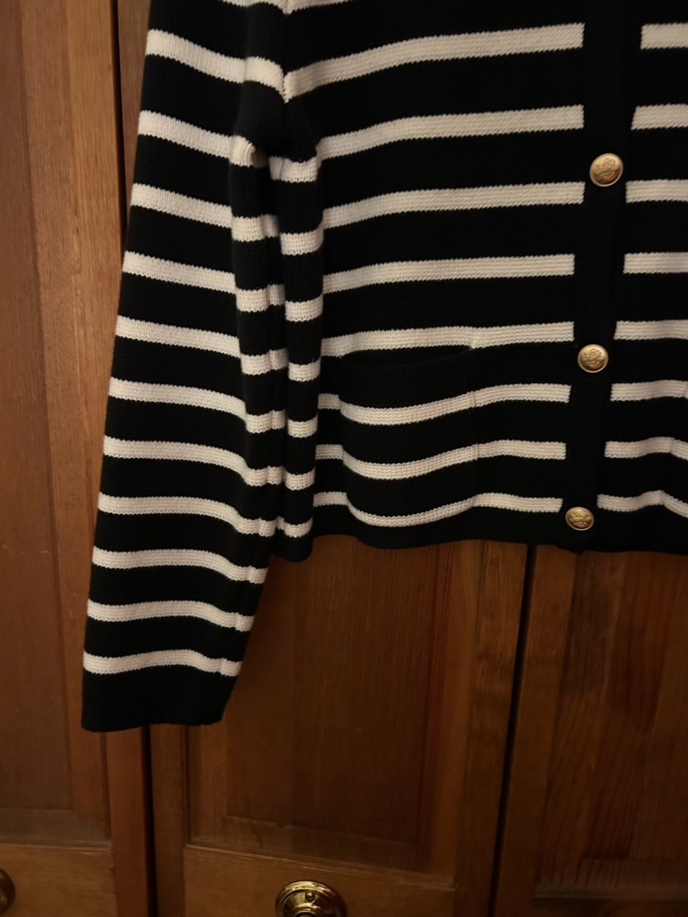 J. Crew Women’s L Preppy Classic Minimalist Striped Black White Emilie Cardigan - Picture 3 of 16